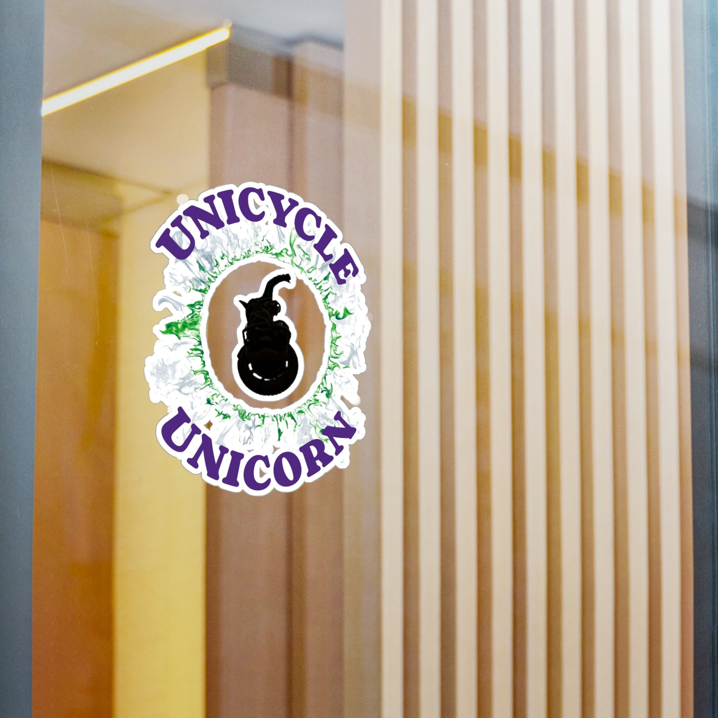 Unicycle Unicorn Green Ring of Fire Kiss-Cut Vinyl Decals