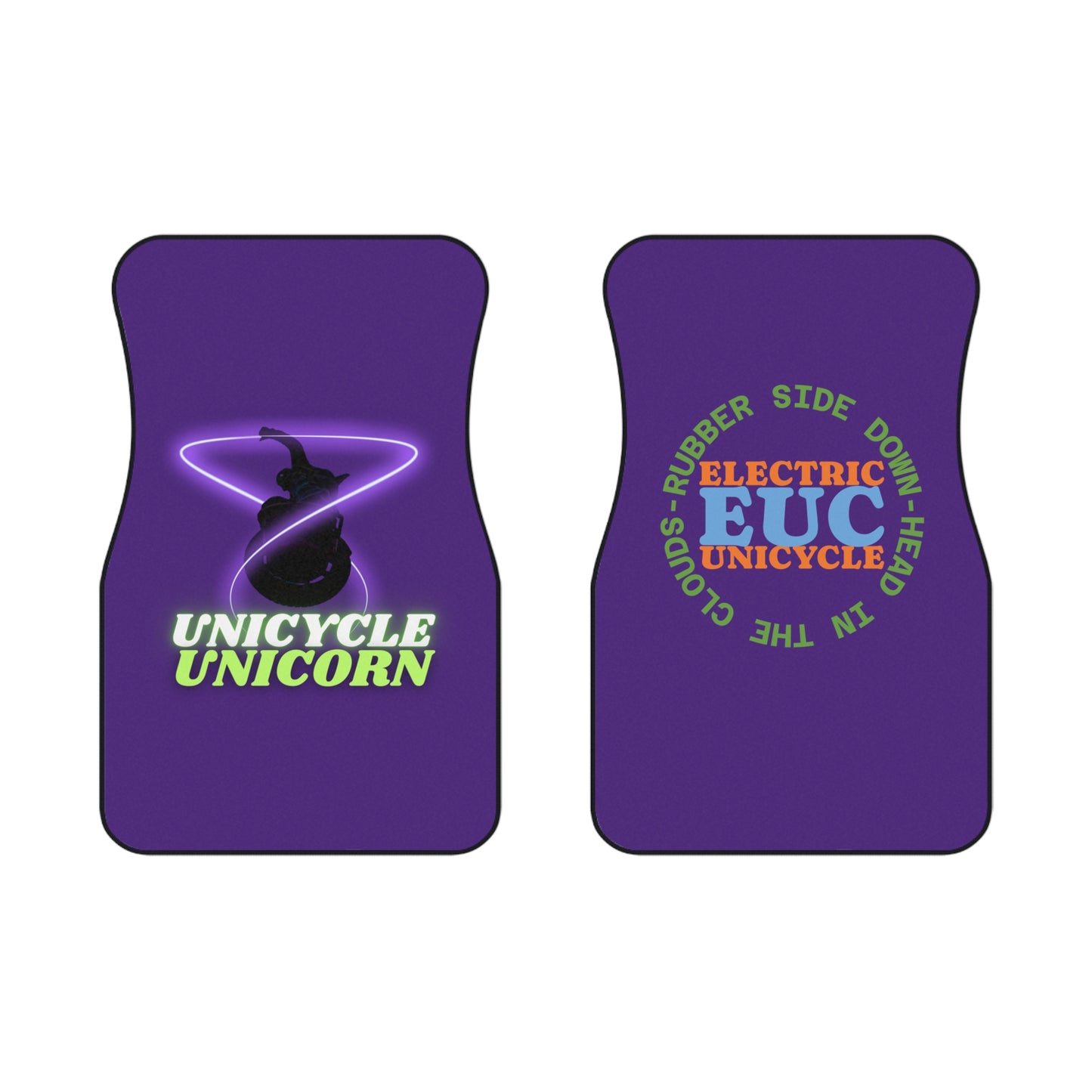Unicycle Unicorn / Head In The Clouds Car Mats - Vibrant Front Floor Mat Set