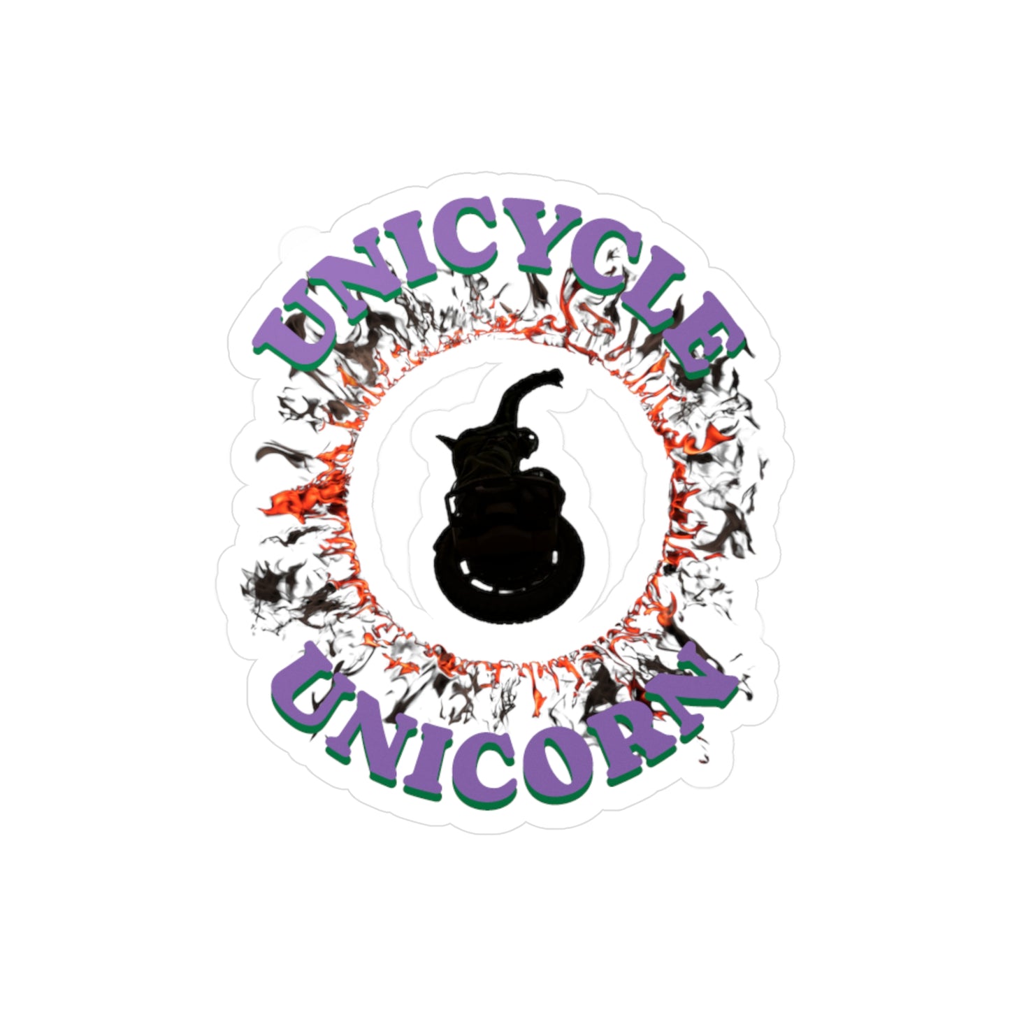 Unicycle Unicorn Red Ring of Fire Kiss-Cut Vinyl Decals