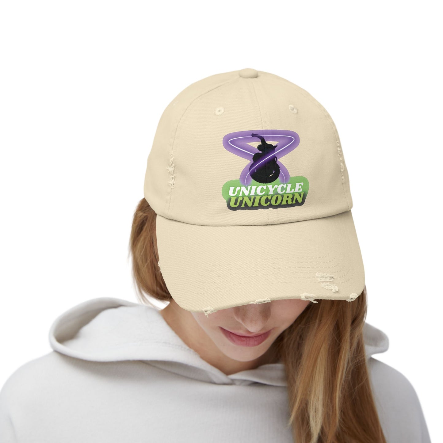Unicycle Unicorn Distressed Cap