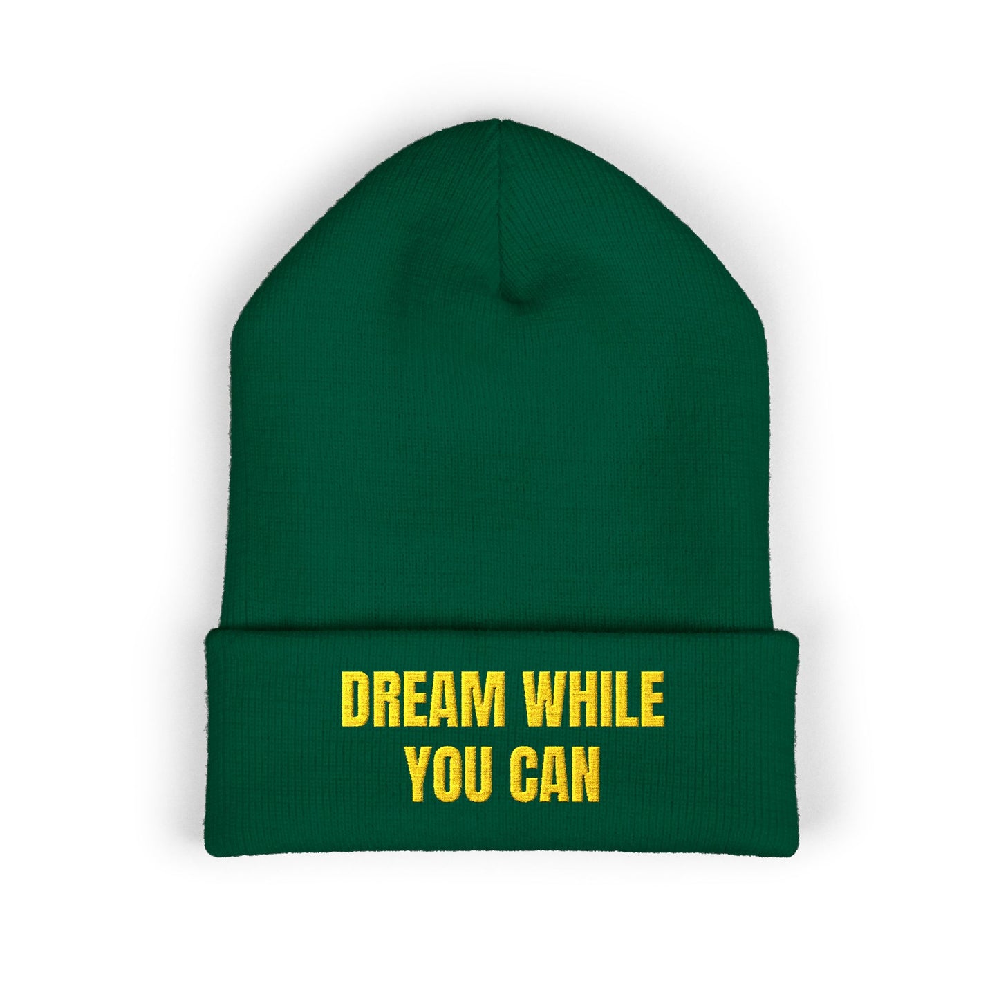 Dream While You Can Cuffed Beanie, Cozy Winter Accessory, Gift for Dreamers, Inspirational Beanie, Unisex Knitted Hat
