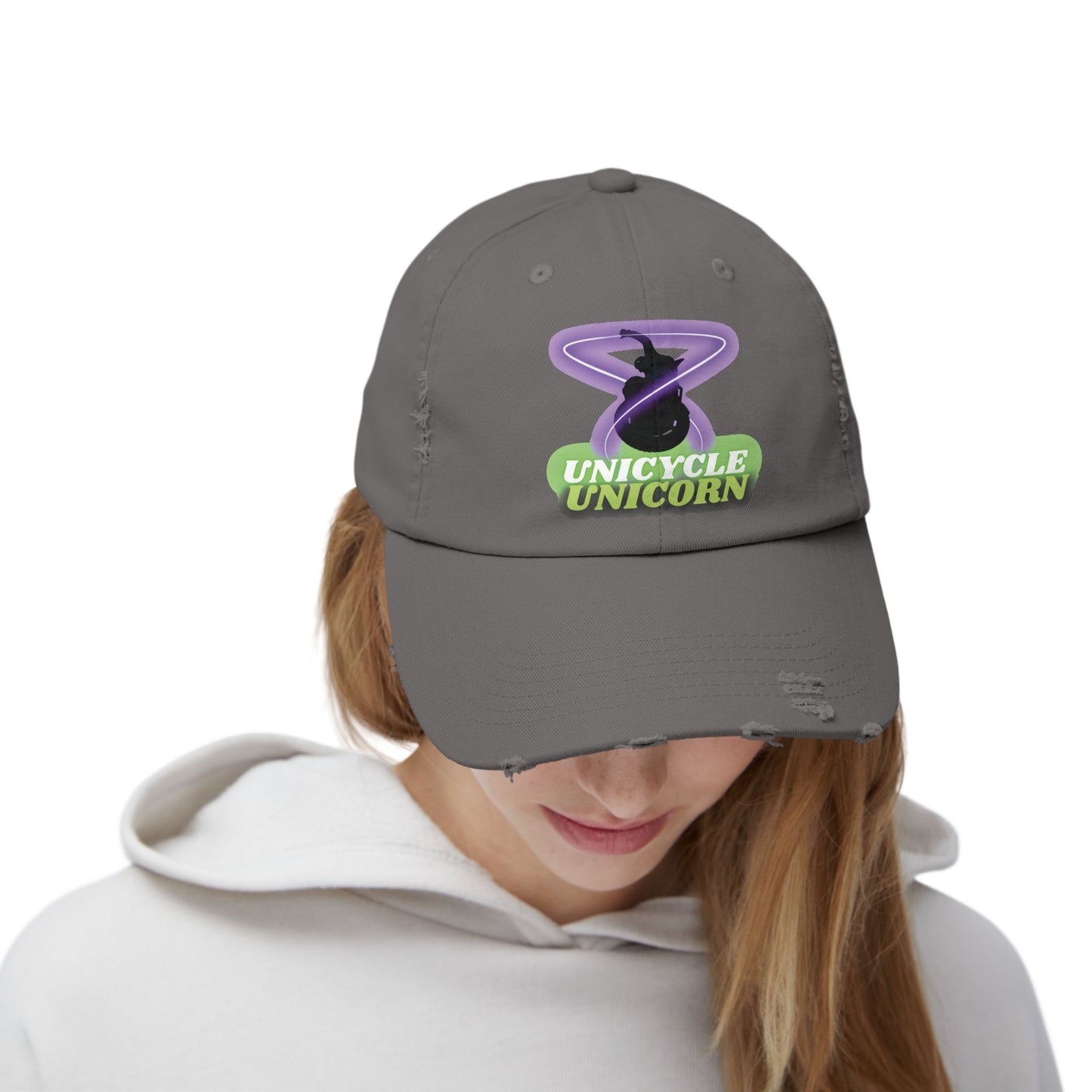 Unicycle Unicorn Distressed Cap