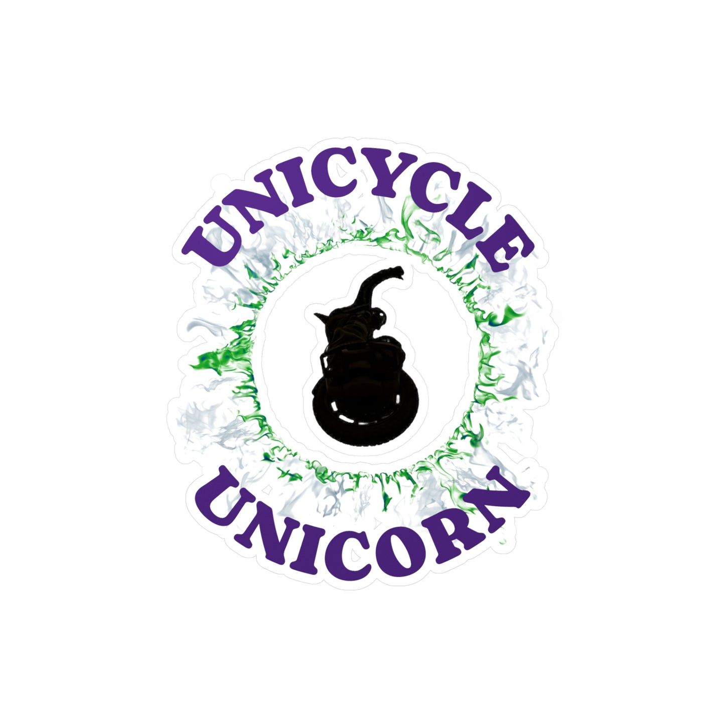 Unicycle Unicorn Green Ring of Fire Kiss-Cut Vinyl Decals