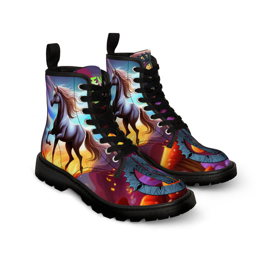 Unbranded Women's Canvas Unicorn Boots