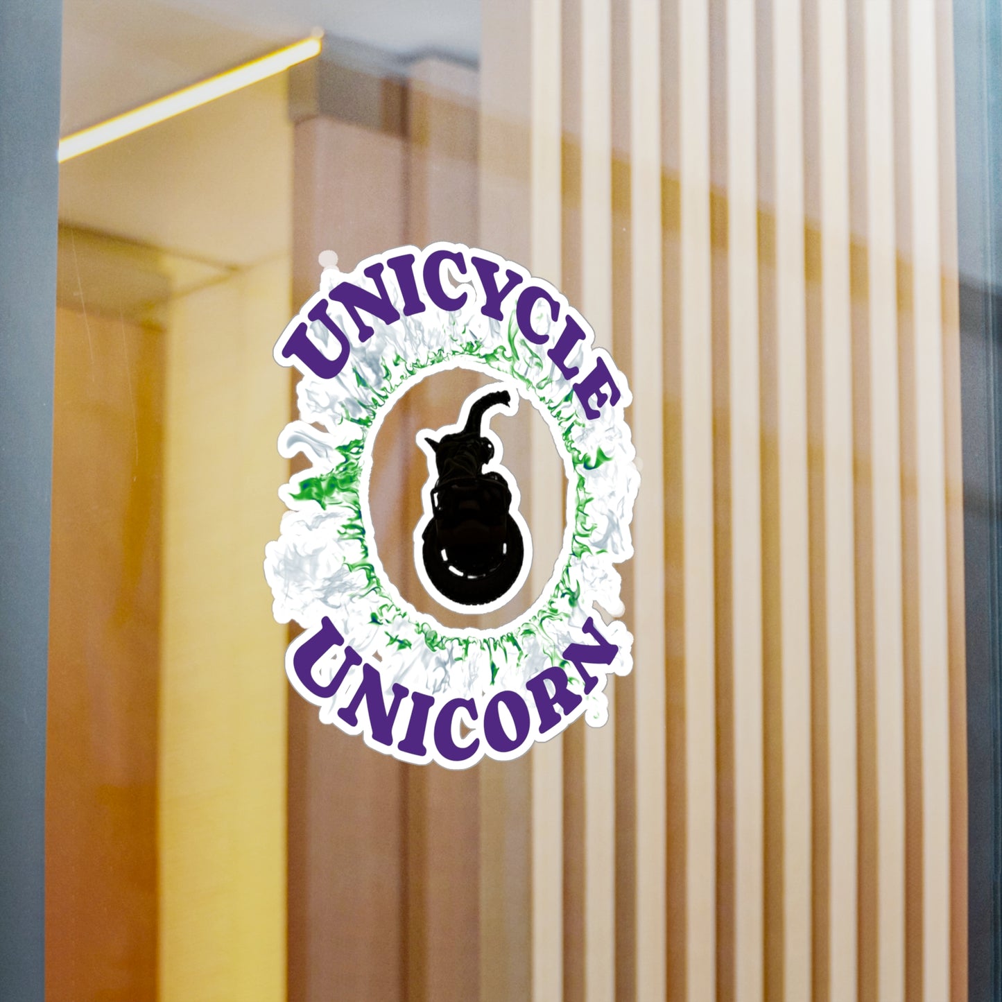 Unicycle Unicorn Green Ring of Fire Kiss-Cut Vinyl Decals