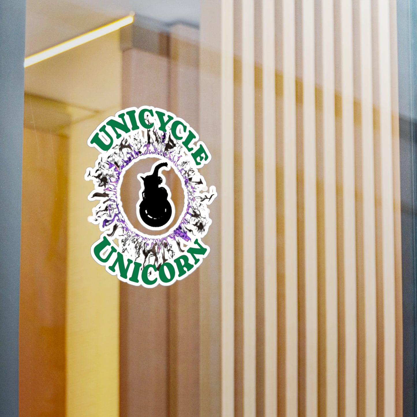 Unicycle Unicorn Purple Ring of Fire Kiss-Cut Vinyl Decals
