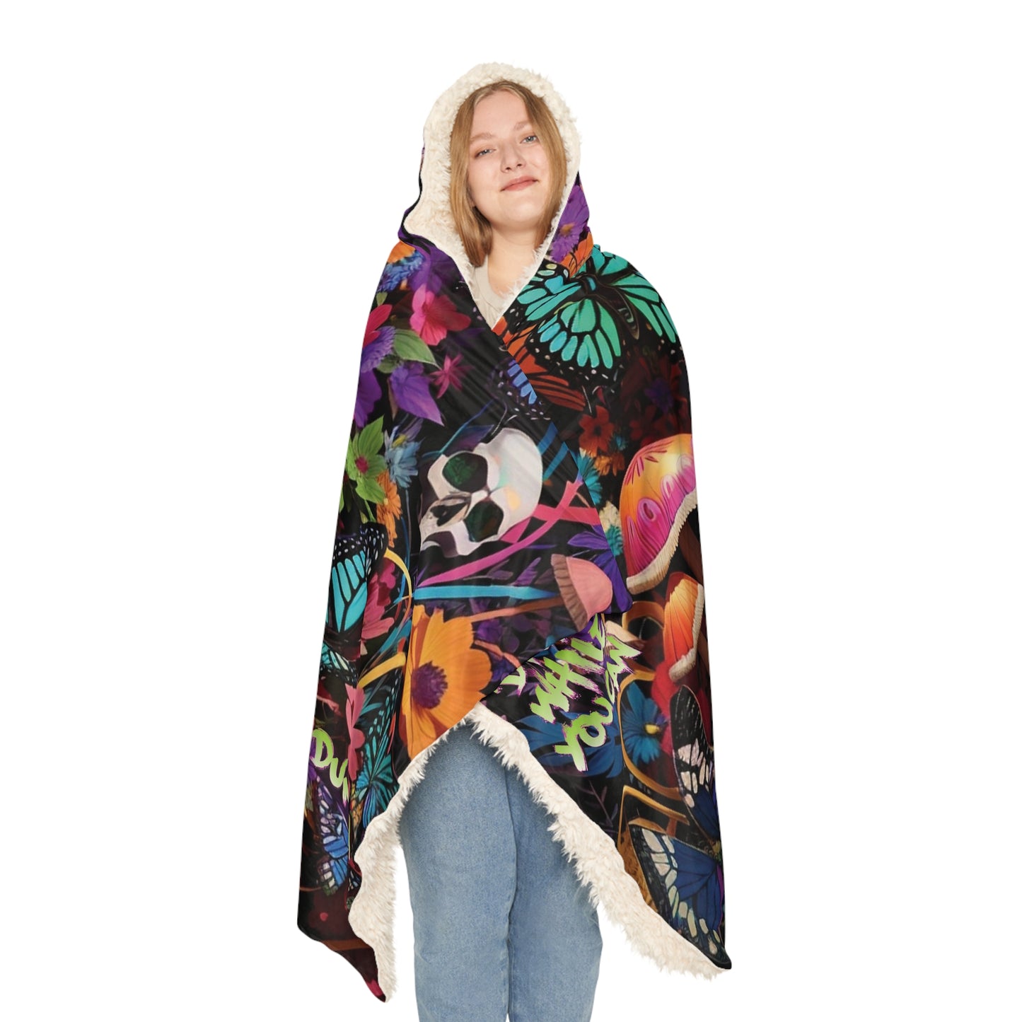 Skull n butterflies Snuggle Hoodie Blanket