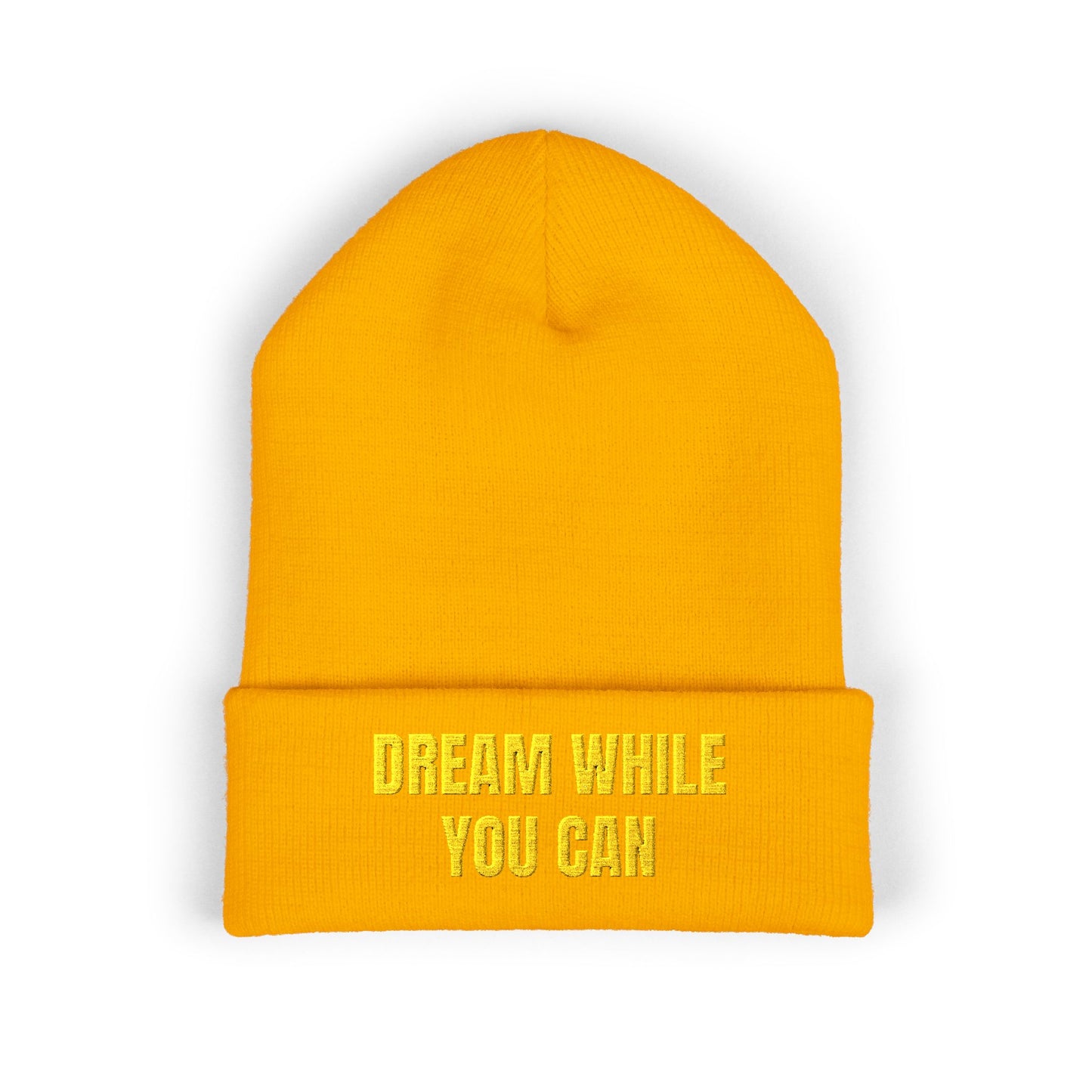Dream While You Can Cuffed Beanie, Cozy Winter Accessory, Gift for Dreamers, Inspirational Beanie, Unisex Knitted Hat
