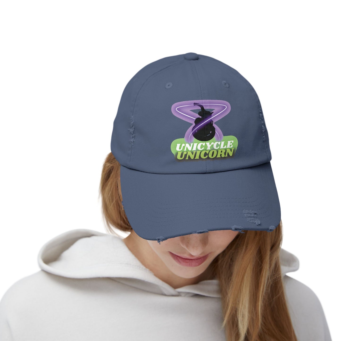 Unicycle Unicorn Distressed Cap