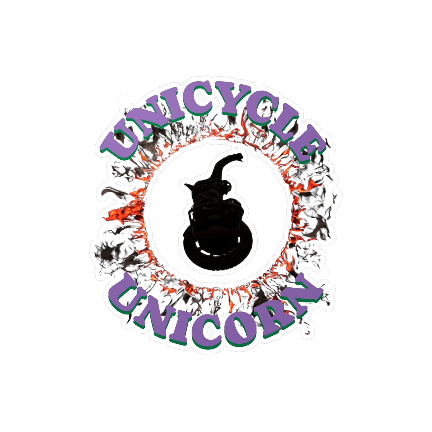 Unicycle Unicorn Red Ring of Fire Kiss-Cut Vinyl Decals