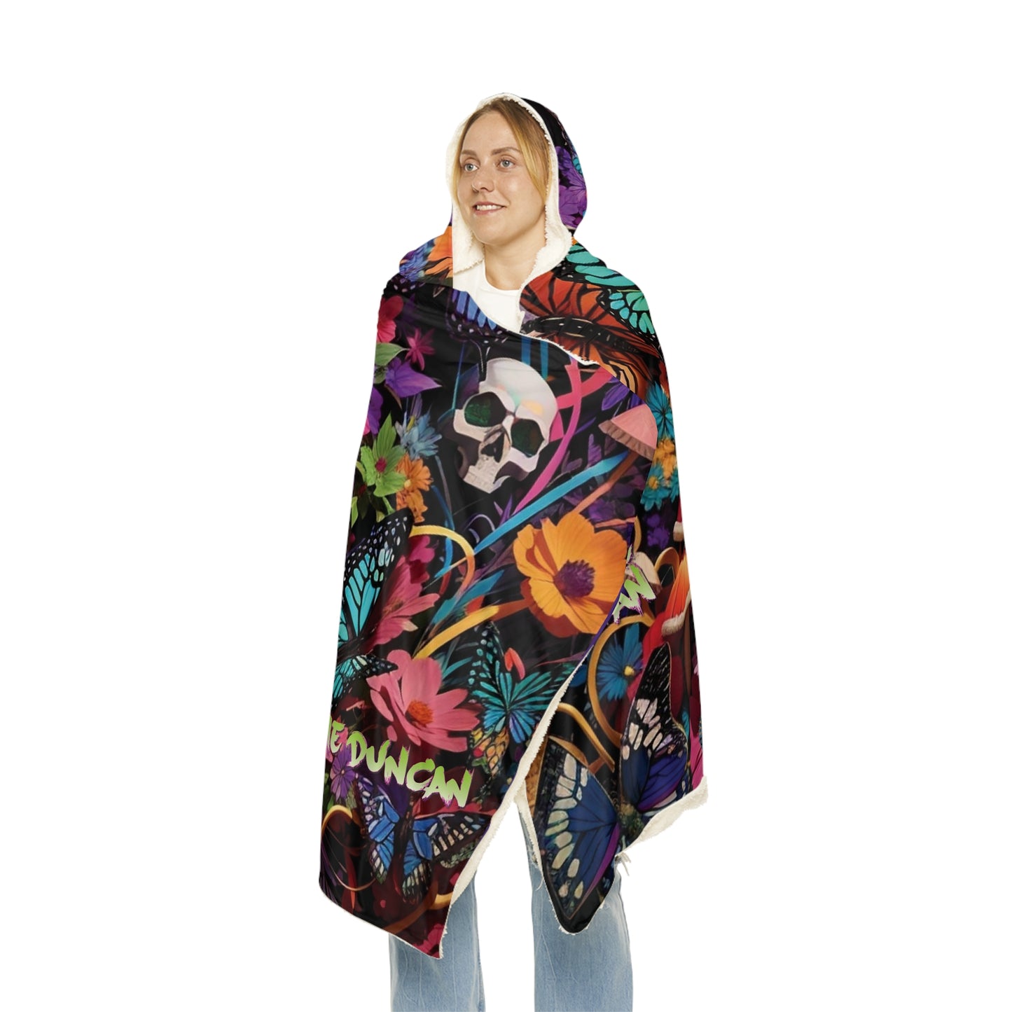 Skull n butterflies Snuggle Hoodie Blanket