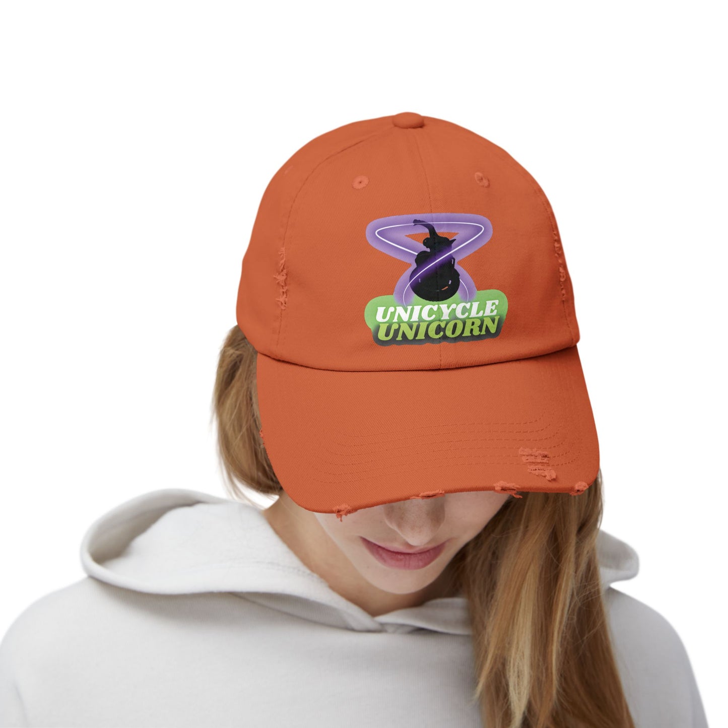 Unicycle Unicorn Distressed Cap