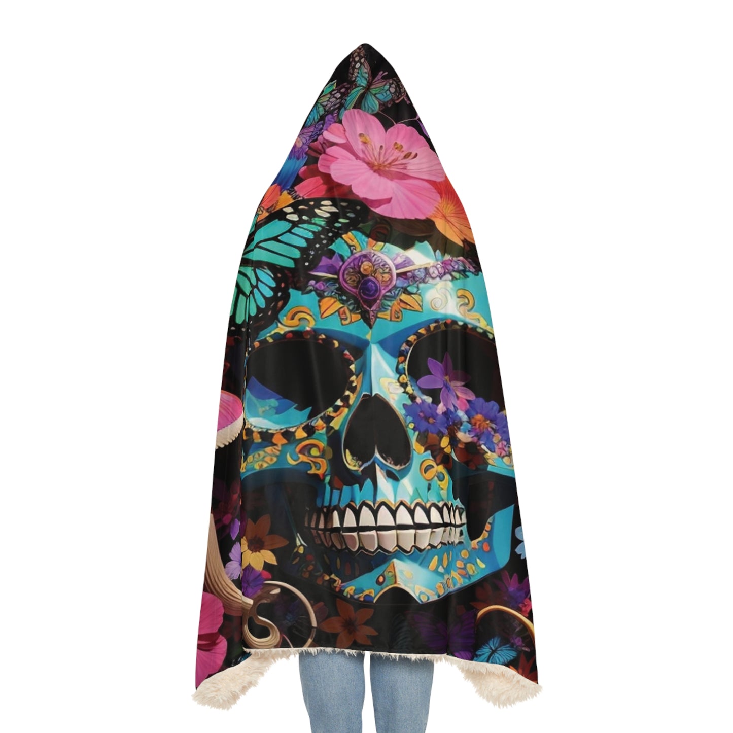 Skull n butterflies Snuggle Hoodie Blanket