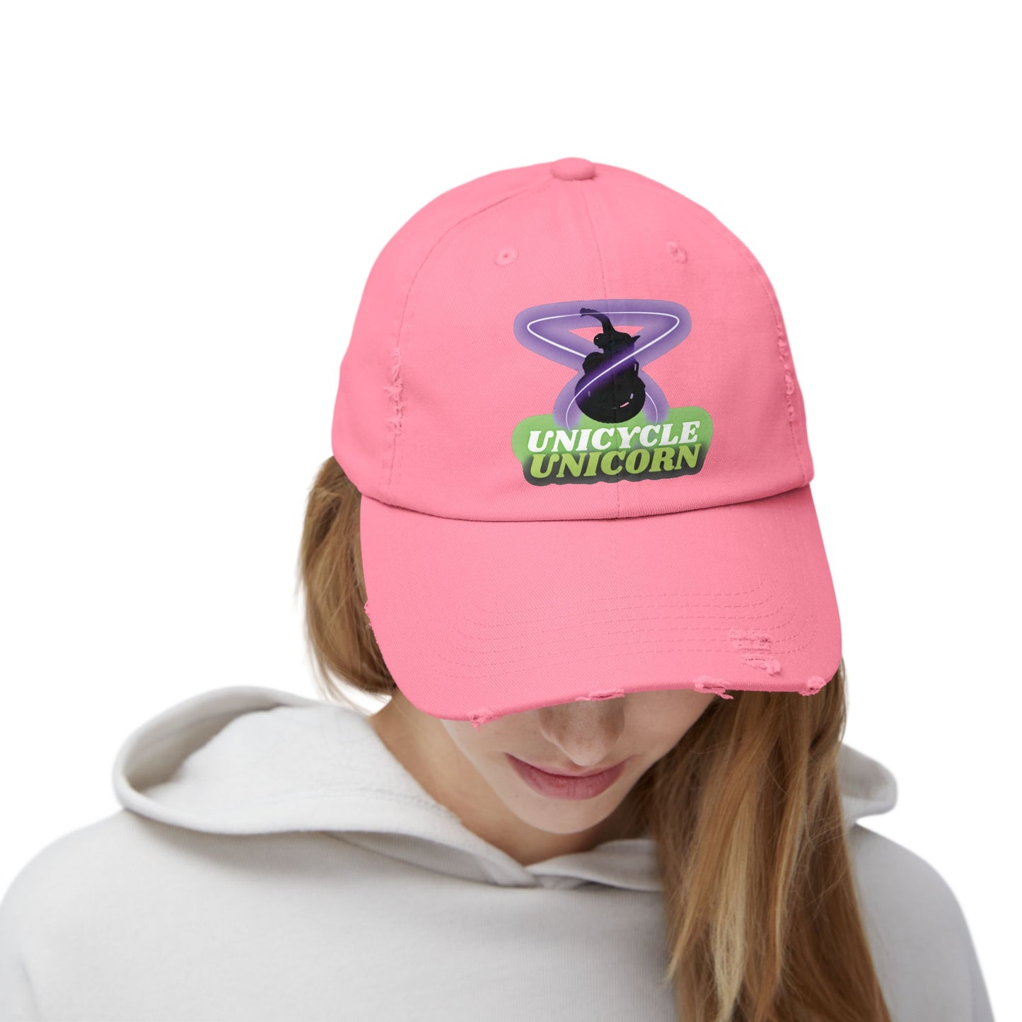 Unicycle Unicorn Distressed Cap