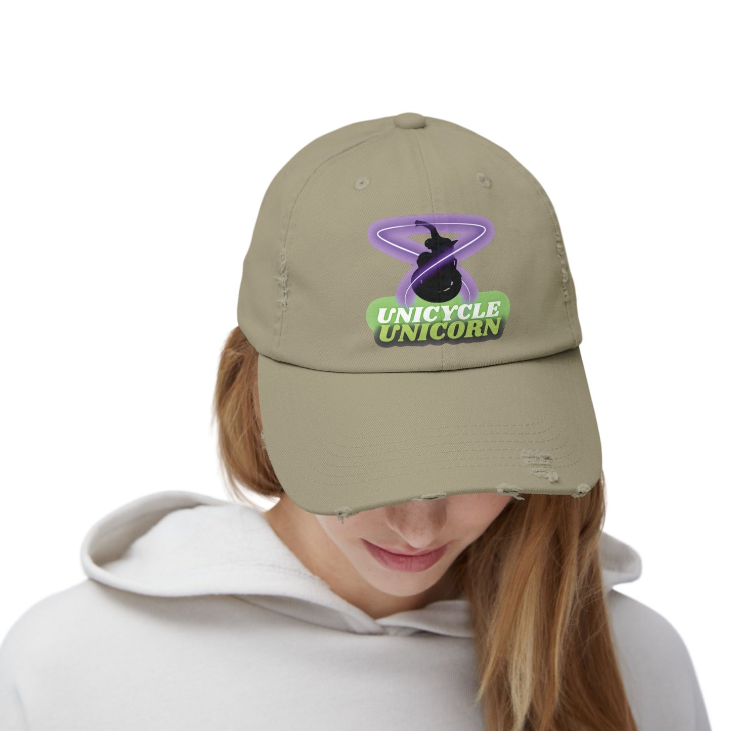 Unicycle Unicorn Distressed Cap