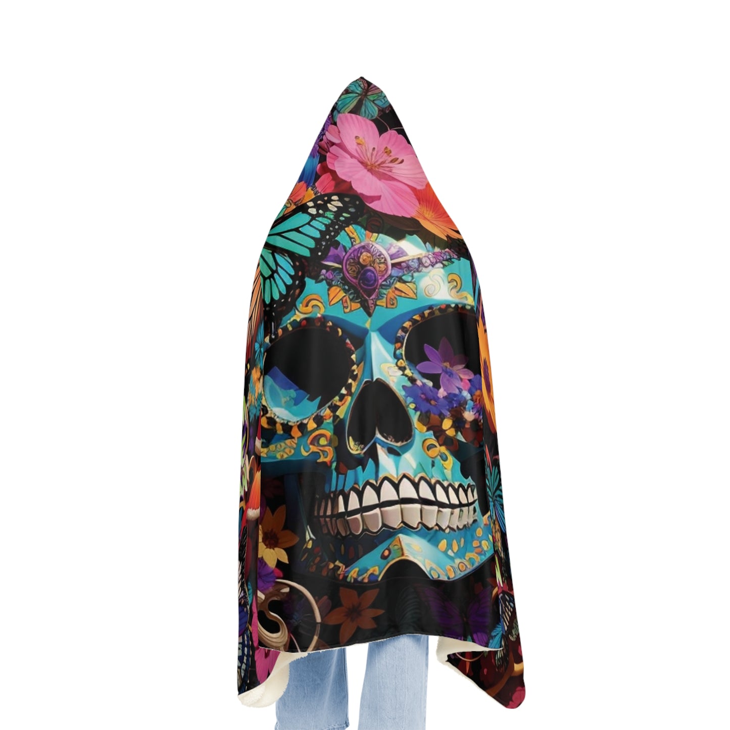Skull n butterflies Snuggle Hoodie Blanket