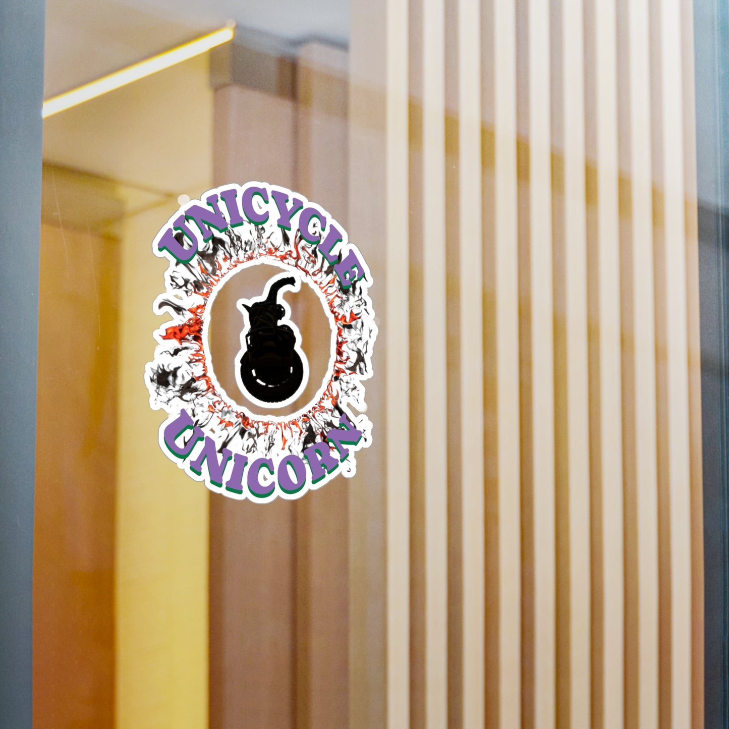 Unicycle Unicorn Red Ring of Fire Kiss-Cut Vinyl Decals