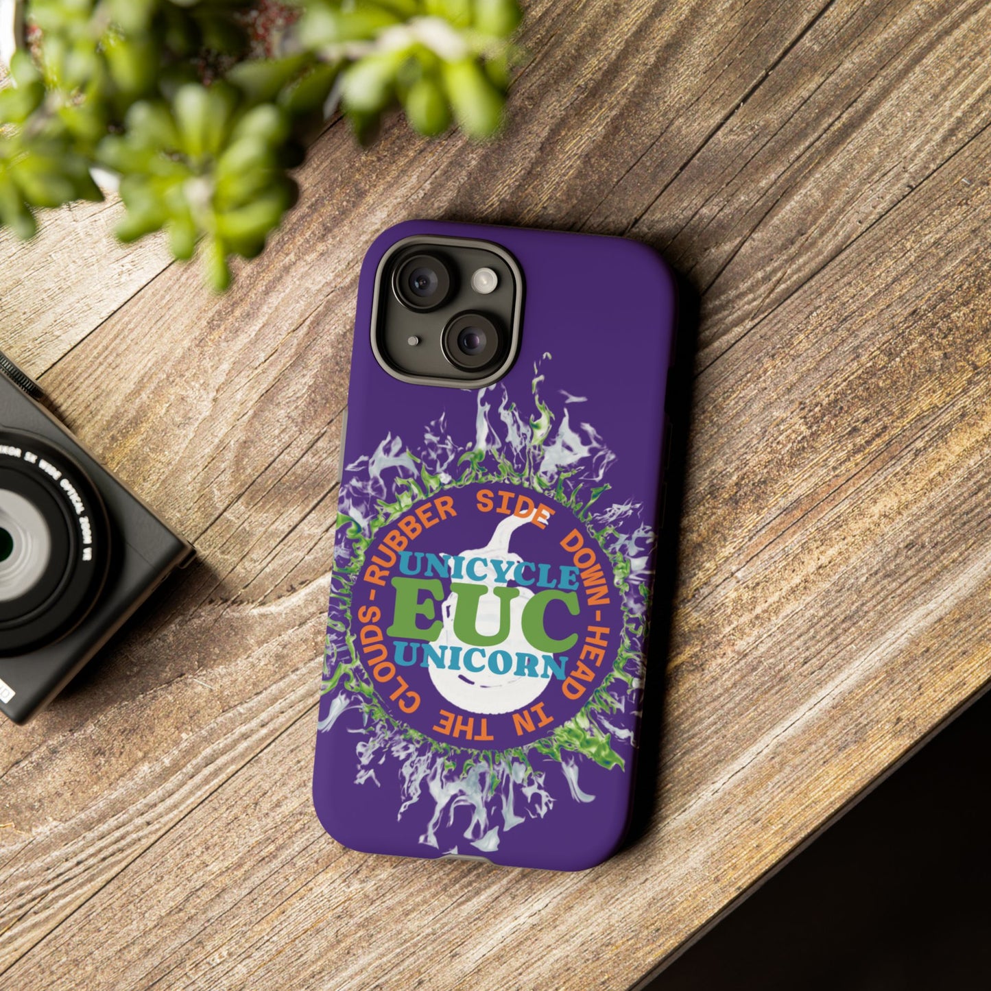 Unicycle Unicorn ring of Fire Tough Case - Durable phone case for EUC fans (purple)
