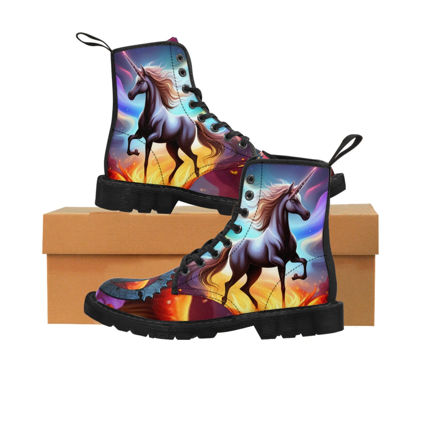 Unbranded Women's Canvas Unicorn Boots