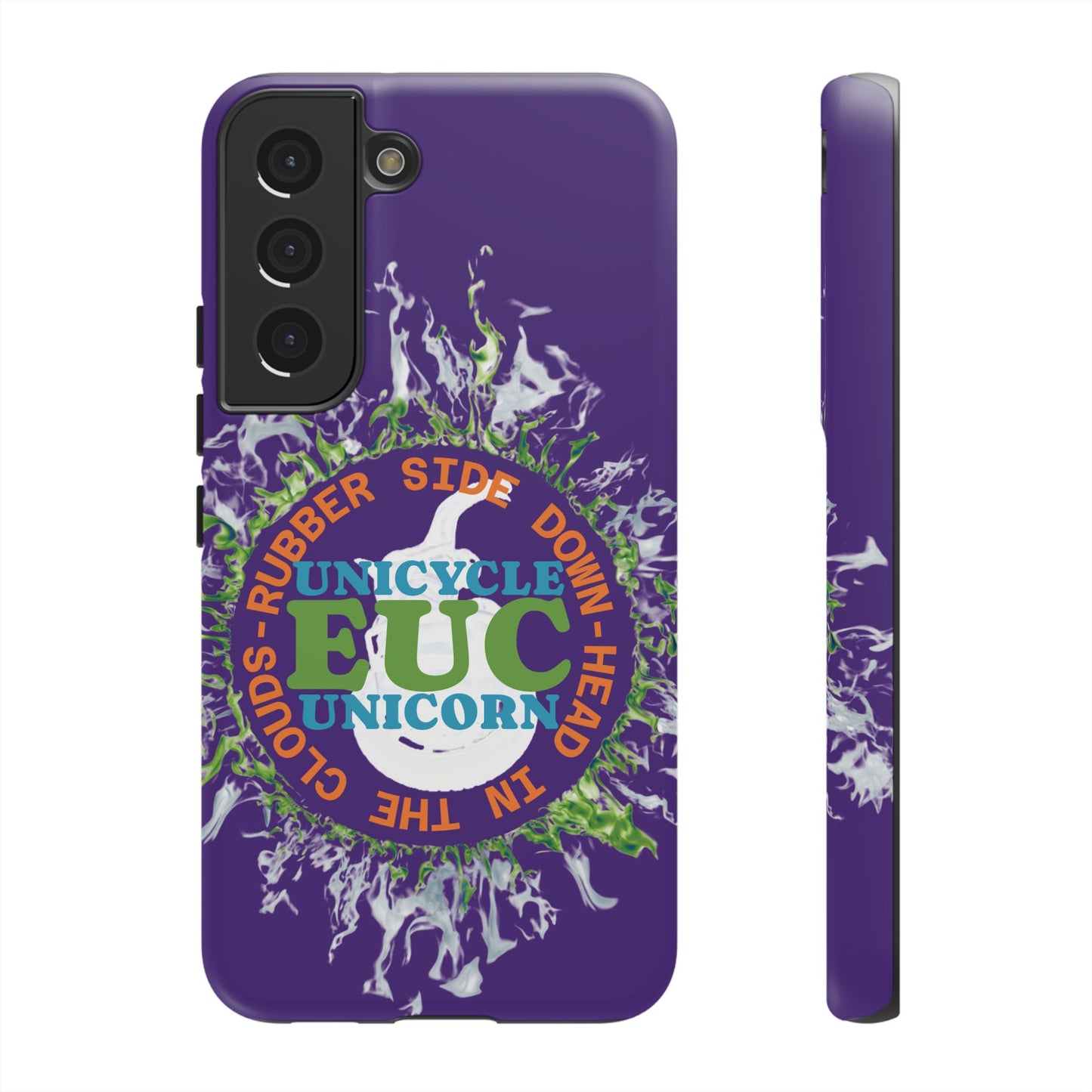 Unicycle Unicorn ring of Fire Tough Case - Durable phone case for EUC fans (purple)
