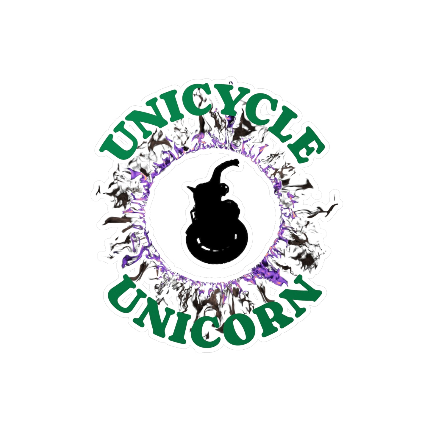 Unicycle Unicorn Purple Ring of Fire Kiss-Cut Vinyl Decals