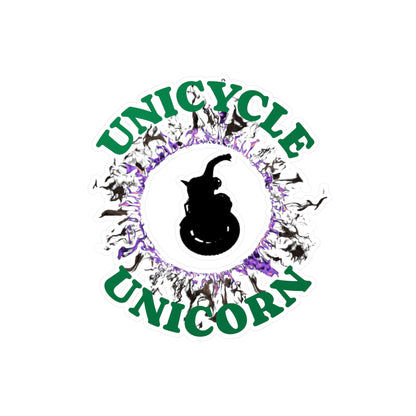 Unicycle Unicorn Purple Ring of Fire Kiss-Cut Vinyl Decals