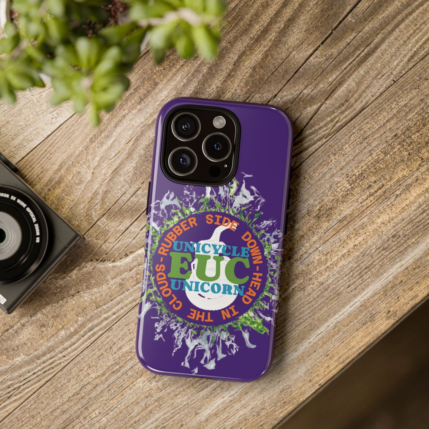 Unicycle Unicorn ring of Fire Tough Case - Durable phone case for EUC fans (purple)