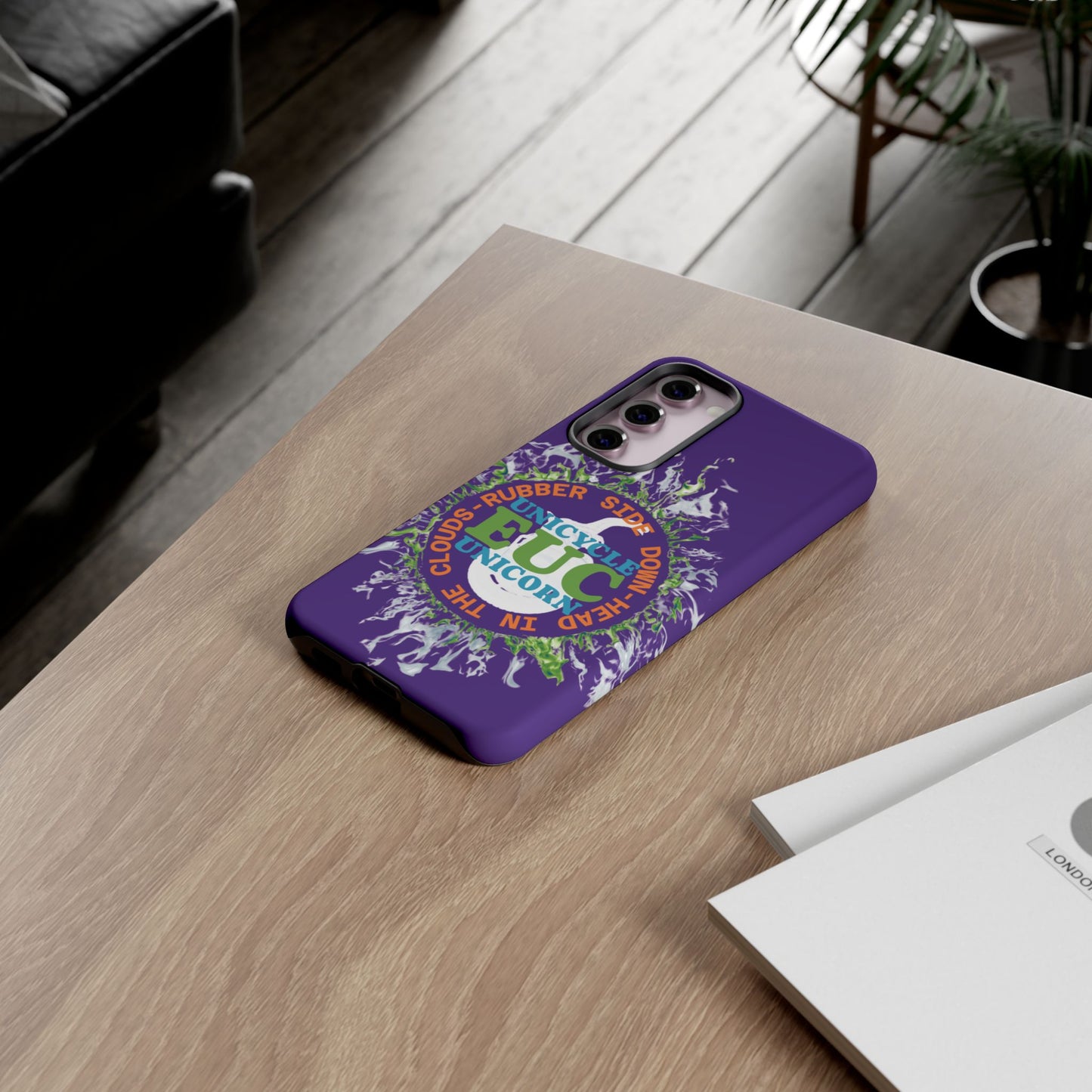 Unicycle Unicorn ring of Fire Tough Case - Durable phone case for EUC fans (purple)