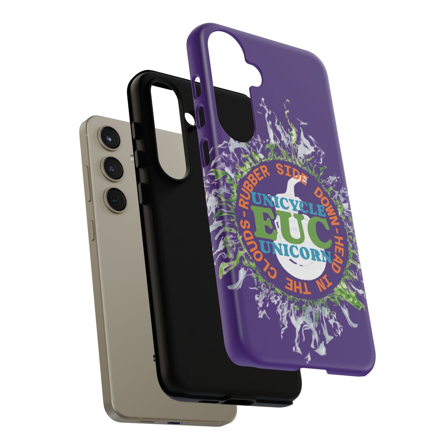 Unicycle Unicorn ring of Fire Tough Case - Durable phone case for EUC fans (purple)