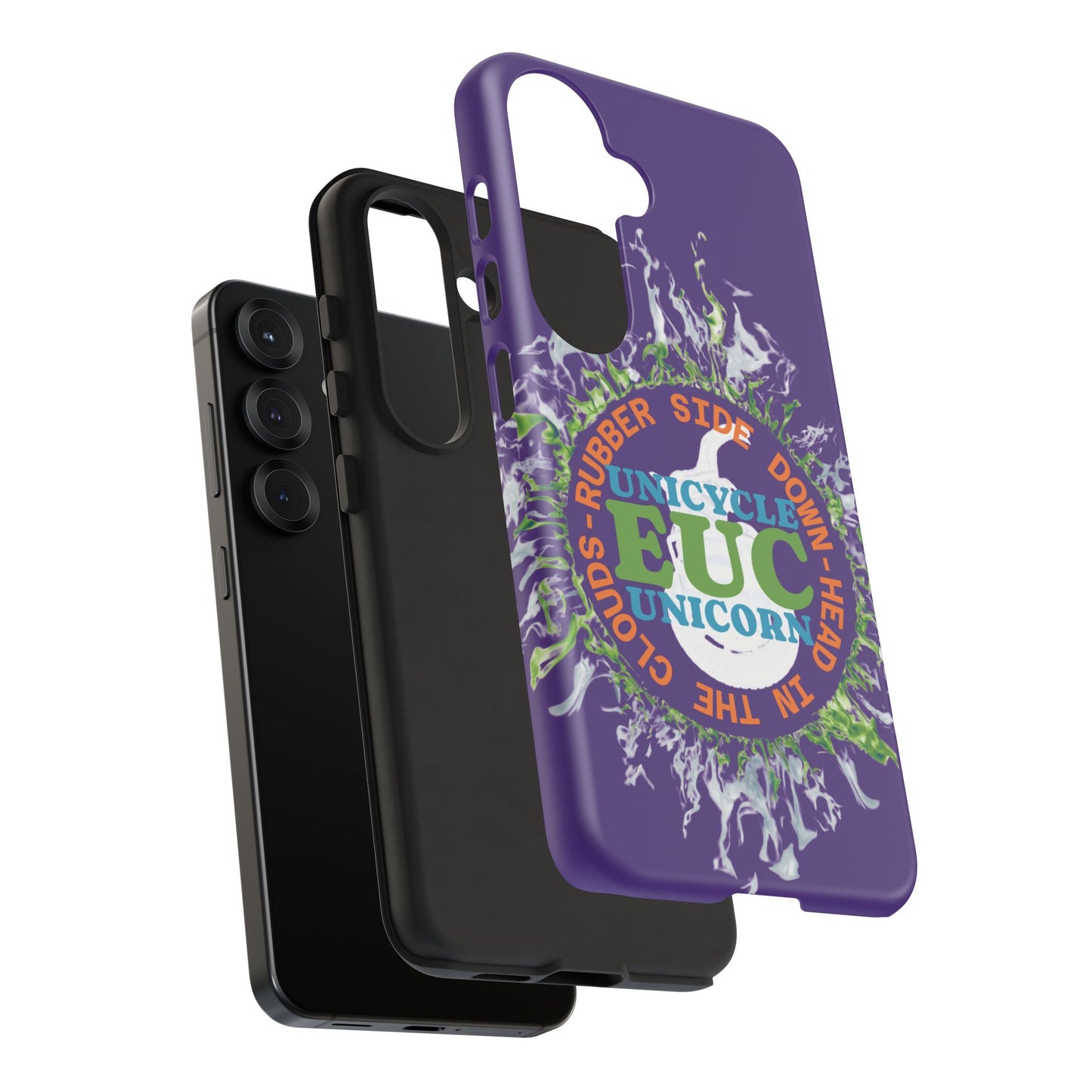 Unicycle Unicorn ring of Fire Tough Case - Durable phone case for EUC fans (purple)