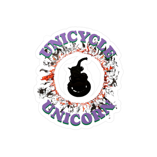 Unicycle Unicorn Red Ring of Fire Kiss-Cut Vinyl Decals