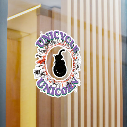 Unicycle Unicorn Red Ring of Fire Kiss-Cut Vinyl Decals