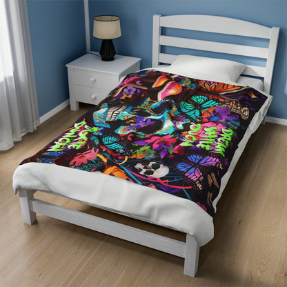 Skulls n butterflies DD/DWYC Velveteen Plush Blanket