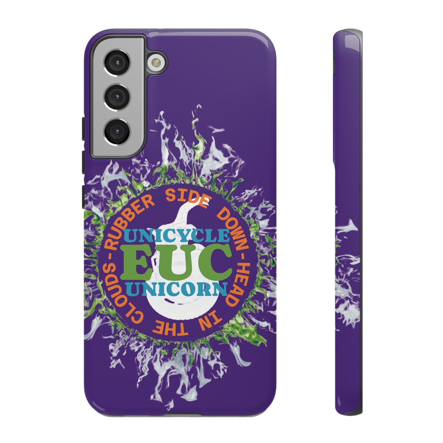 Unicycle Unicorn ring of Fire Tough Case - Durable phone case for EUC fans (purple)