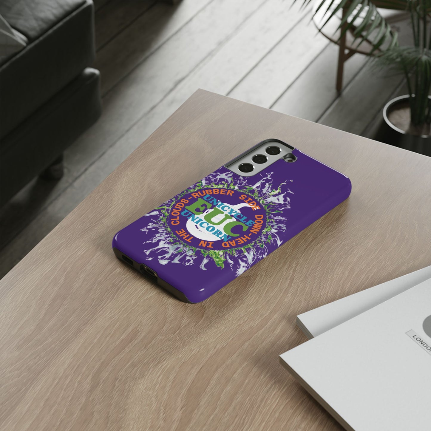 Unicycle Unicorn ring of Fire Tough Case - Durable phone case for EUC fans (purple)