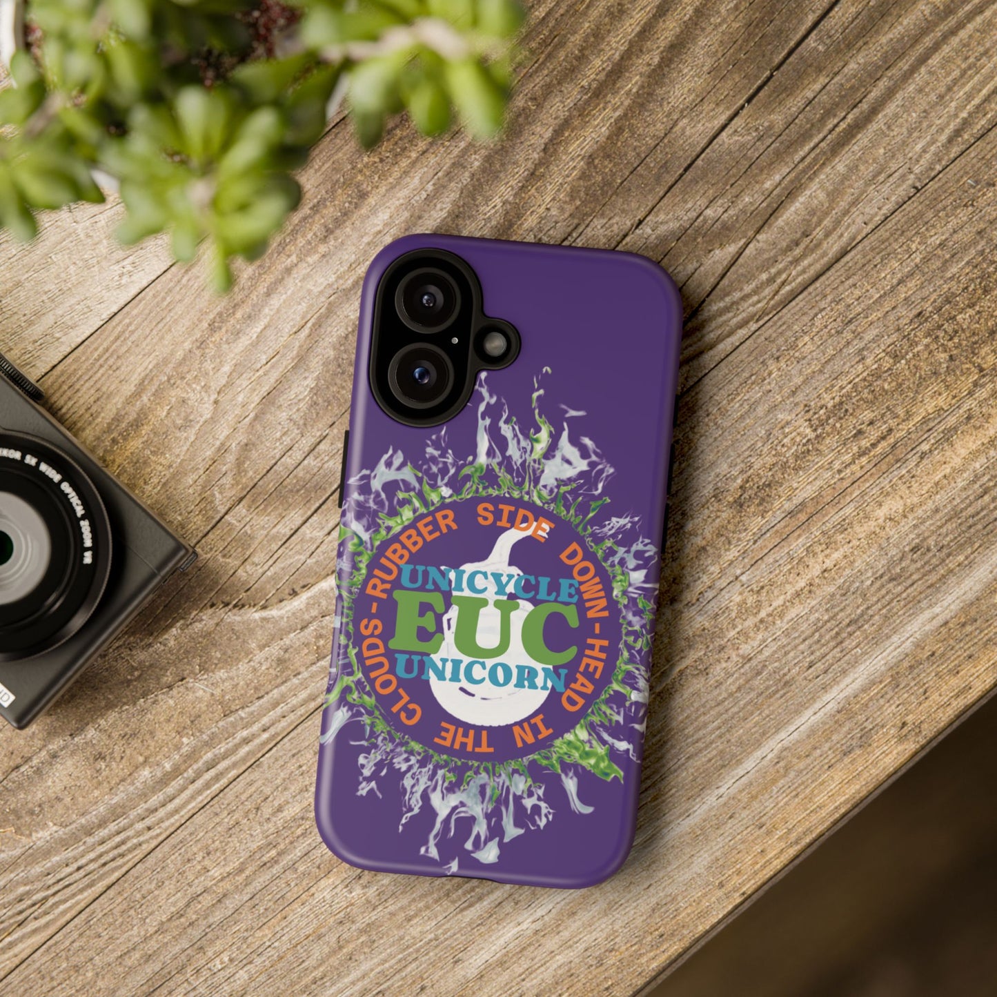 Unicycle Unicorn ring of Fire Tough Case - Durable phone case for EUC fans (purple)