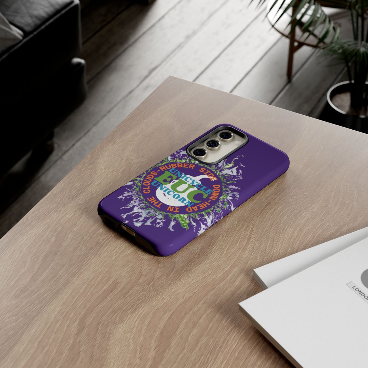 Unicycle Unicorn ring of Fire Tough Case - Durable phone case for EUC fans (purple)
