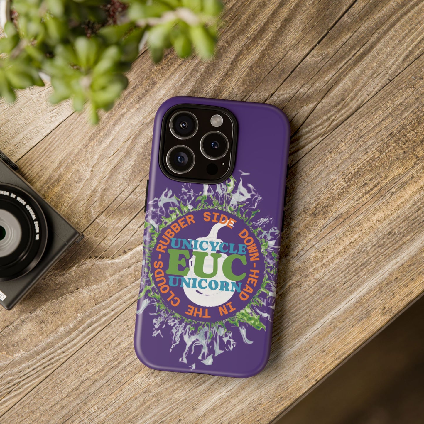 Unicycle Unicorn ring of Fire Tough Case - Durable phone case for EUC fans (purple)