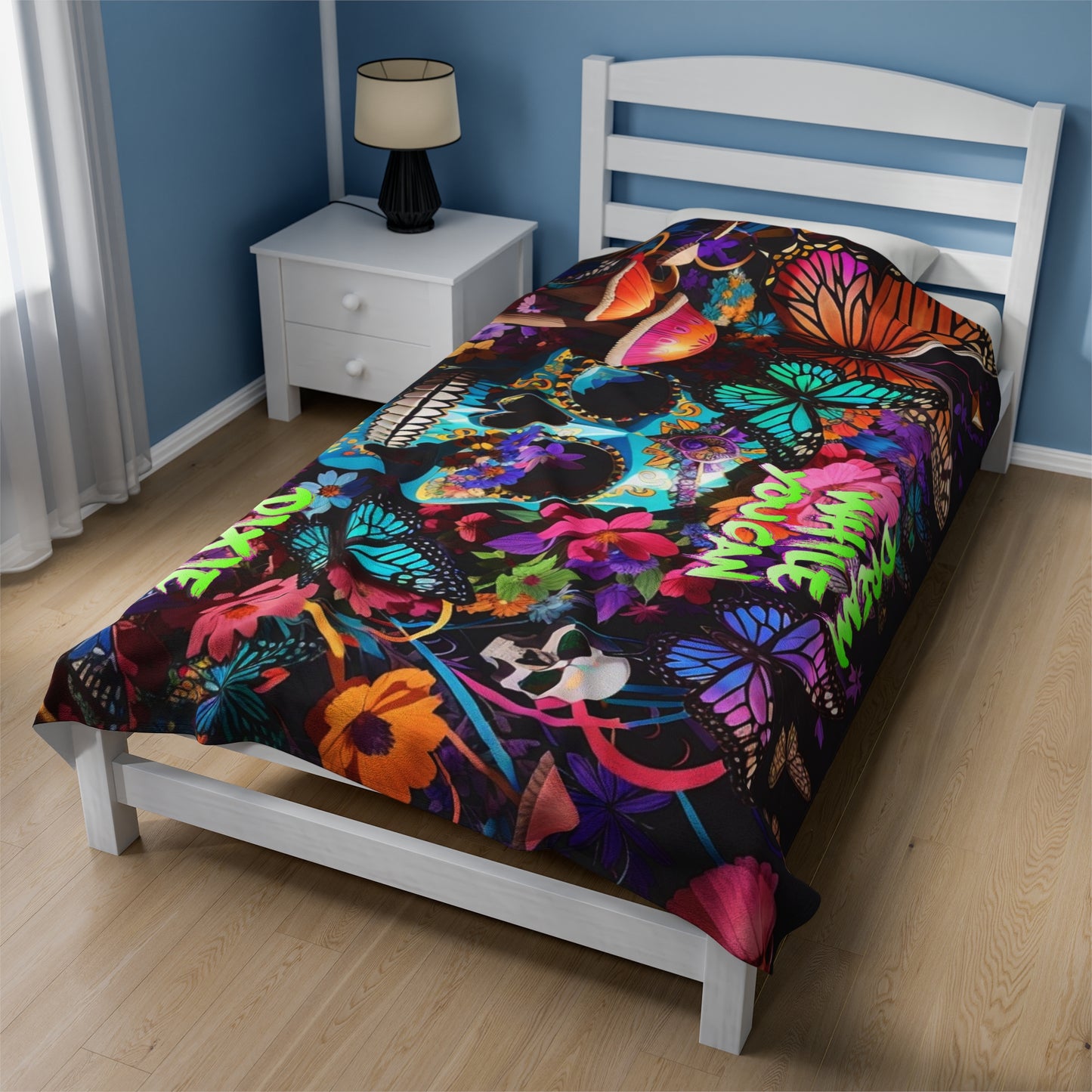 Skulls n butterflies DD/DWYC Velveteen Plush Blanket