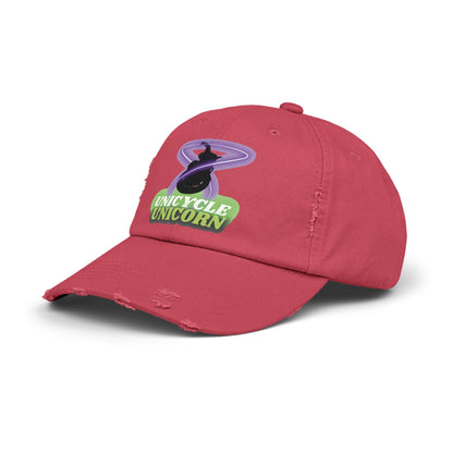 Unicycle Unicorn Distressed Cap