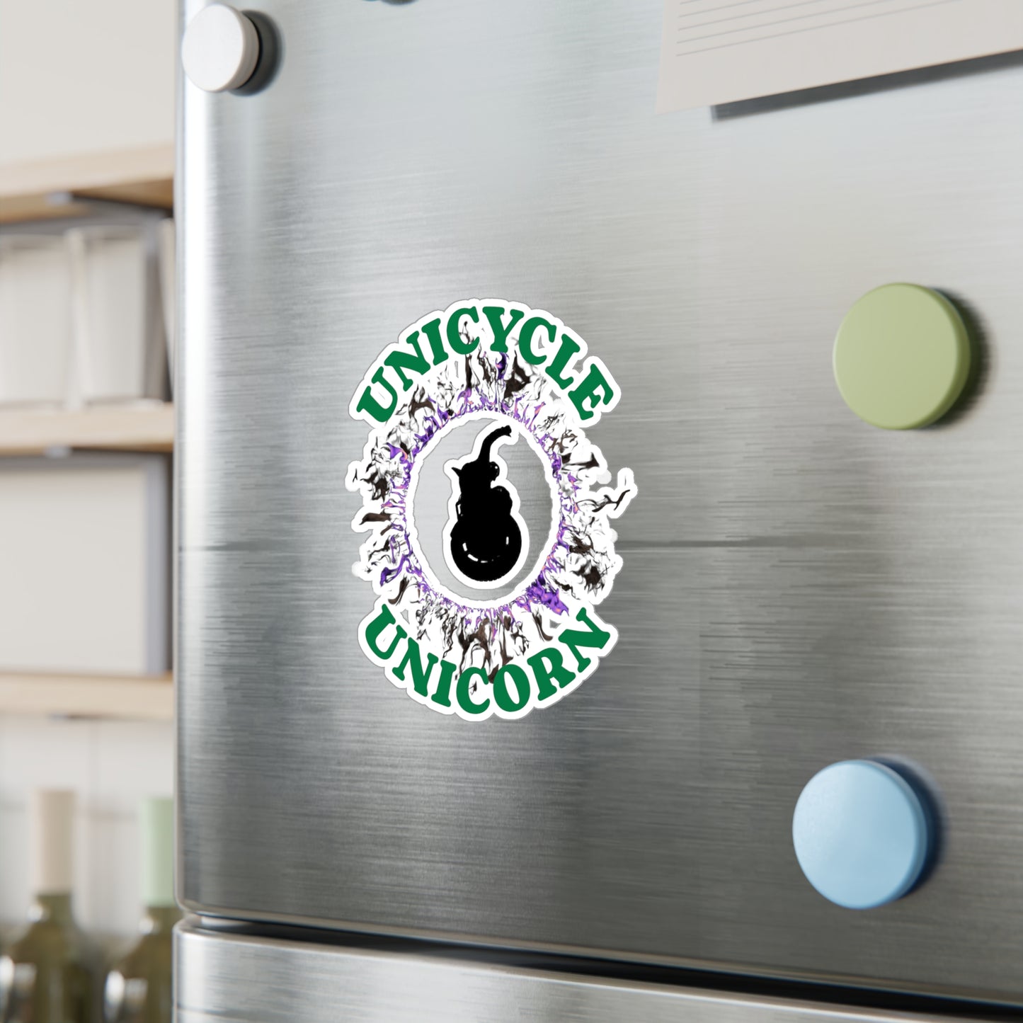 Unicycle Unicorn Purple Ring of Fire Kiss-Cut Vinyl Decals