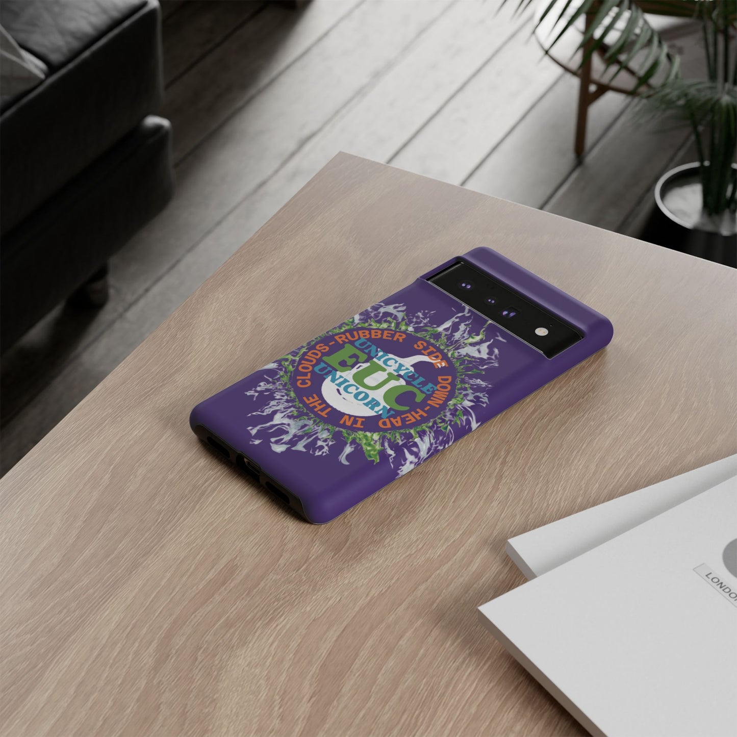 Unicycle Unicorn ring of Fire Tough Case - Durable phone case for EUC fans (purple)