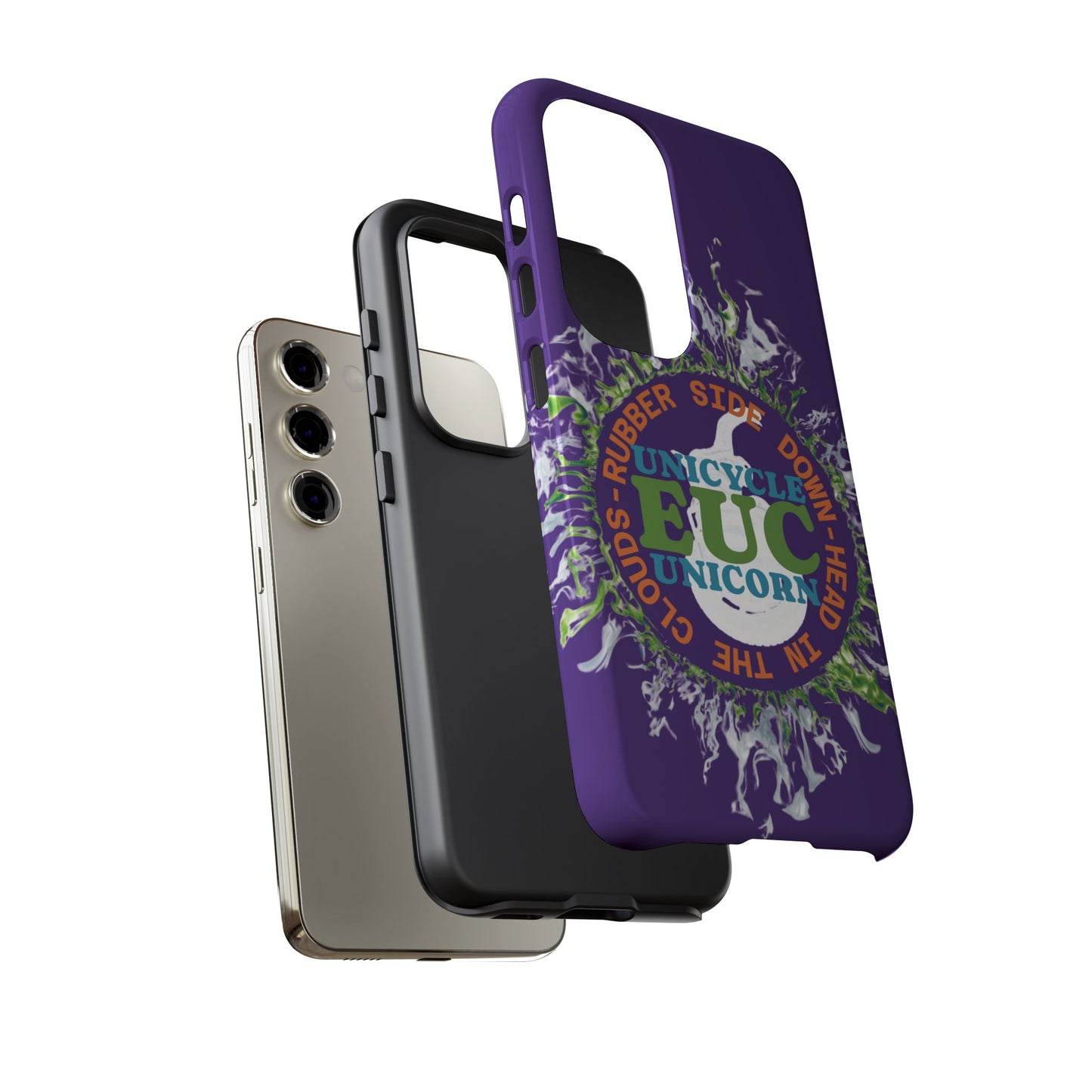 Unicycle Unicorn ring of Fire Tough Case - Durable phone case for EUC fans (purple)