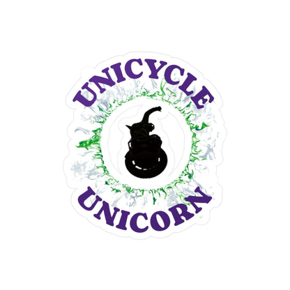Unicycle Unicorn Green Ring of Fire Kiss-Cut Vinyl Decals