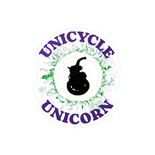 Unicycle Unicorn Green Ring of Fire Kiss-Cut Vinyl Decals