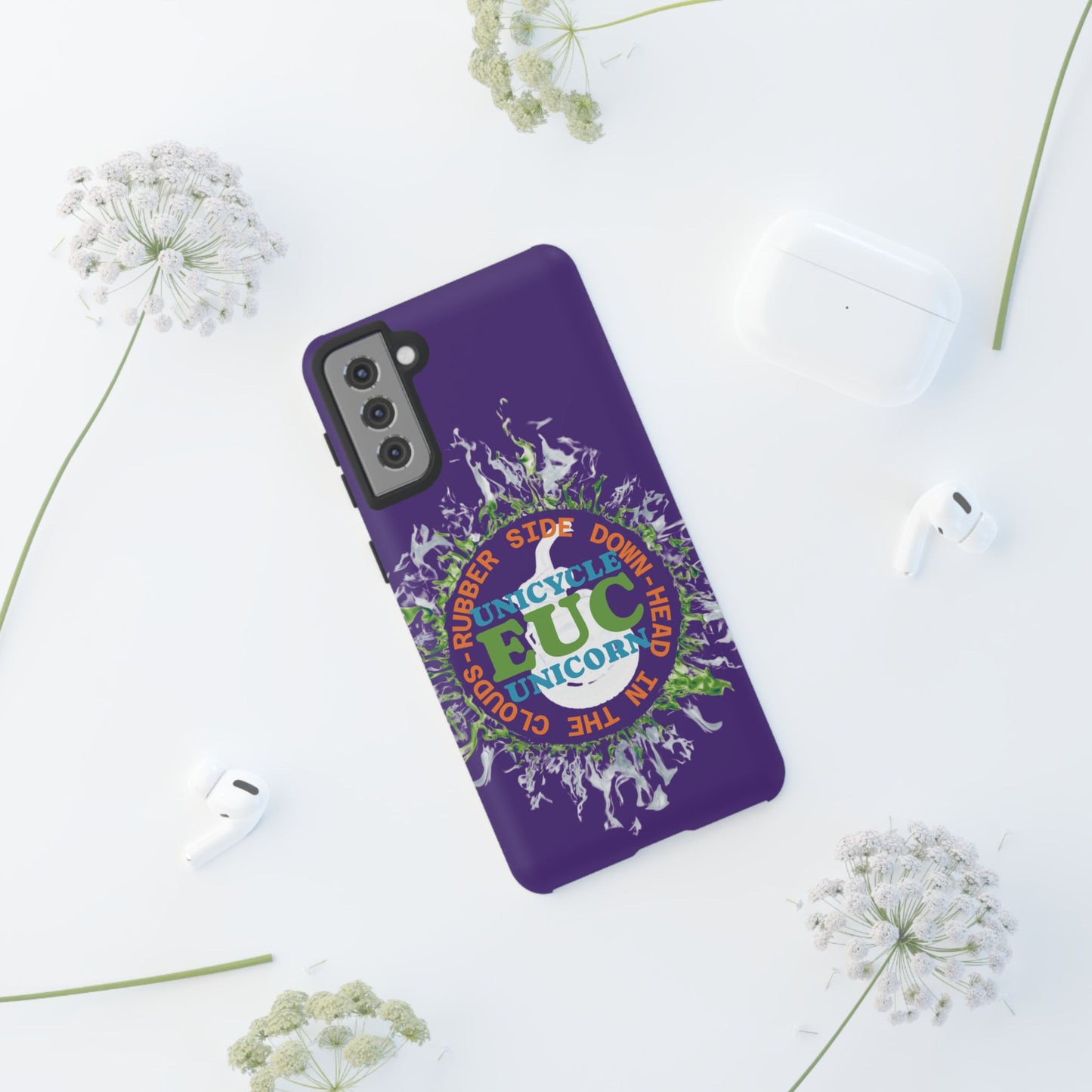 Unicycle Unicorn ring of Fire Tough Case - Durable phone case for EUC fans (purple)