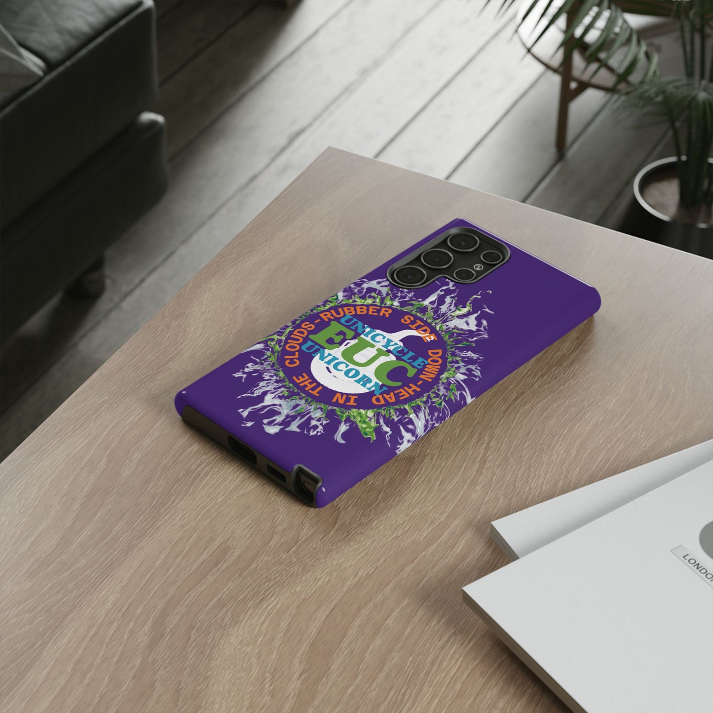 Unicycle Unicorn ring of Fire Tough Case - Durable phone case for EUC fans (purple)