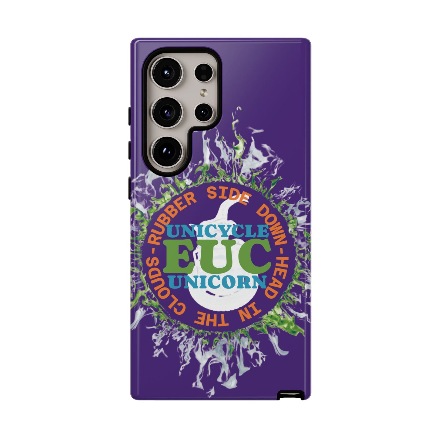 Unicycle Unicorn ring of Fire Tough Case - Durable phone case for EUC fans (purple)