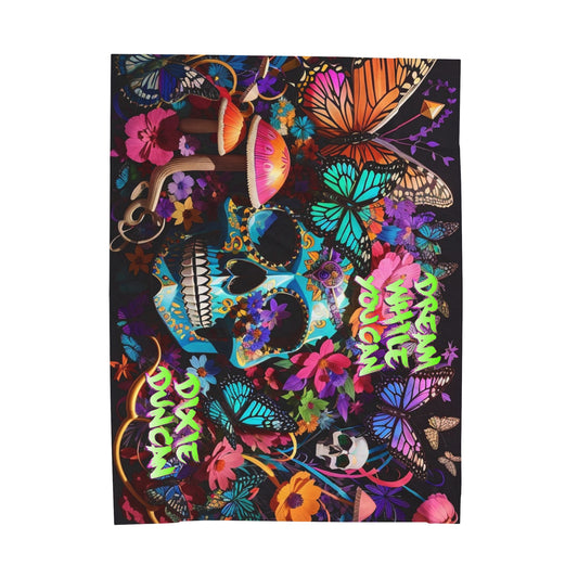 Skulls n butterflies DD/DWYC Velveteen Plush Blanket