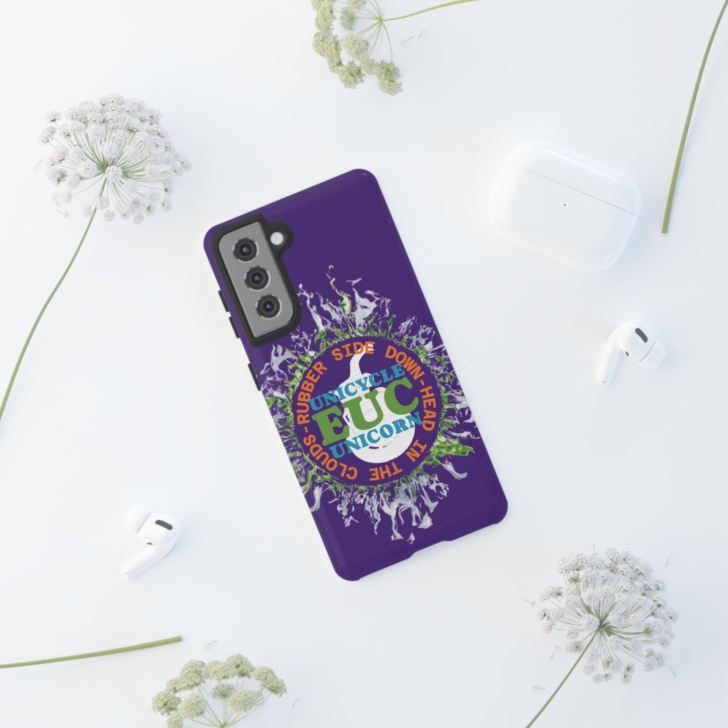 Unicycle Unicorn ring of Fire Tough Case - Durable phone case for EUC fans (purple)